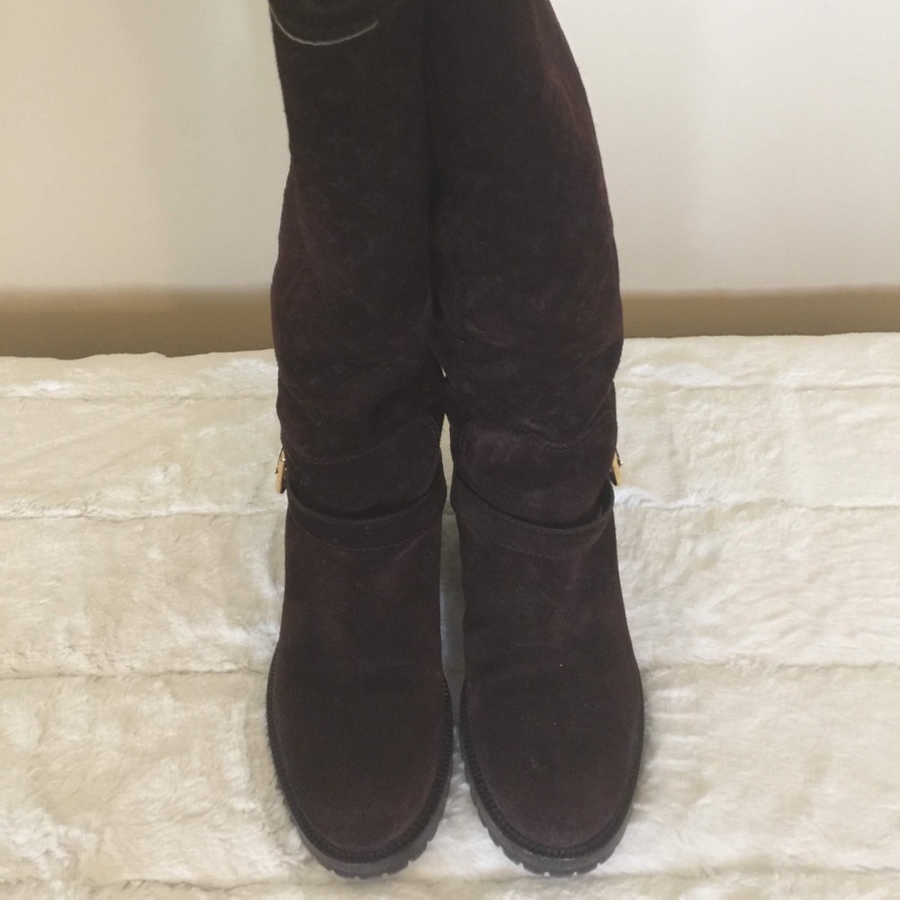 Louis Vuitton Brown Suede Rebellion High Boots